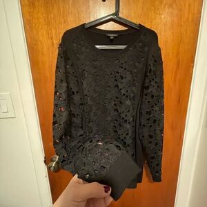Black Lace Pullover Cardigan 